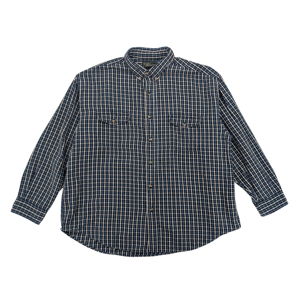 Croft & Barrow XXL Plaid Flannel Shirt Blue Black Cotton Button Down